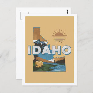 Idaho Retro Travel Design Iconische Verenigde Stat Briefkaart