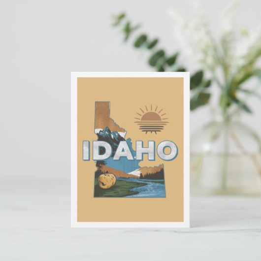 Idaho Retro Travel Design Iconische Verenigde Stat Briefkaart (Staand voorkant)
