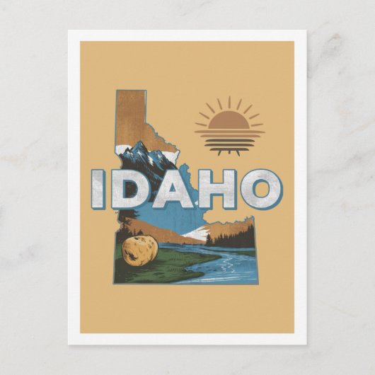 Idaho Retro Travel Design Iconische Verenigde Stat Briefkaart (Voorkant)