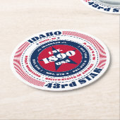 Idaho rood wit blauw typografie ronde kartonnen onderzetter (Gebogen)