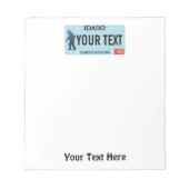 Idaho Sasquatch License Bord Notitieblok (Voorkant)