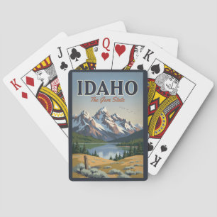 Idaho Sawtooth Range Illustratie Reis Kunst Retro Pokerkaarten