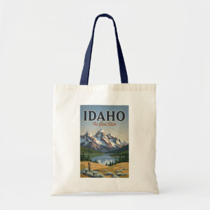 Idaho Sawtooth Range Illustratie Reis Kunst Retro Tote Bag