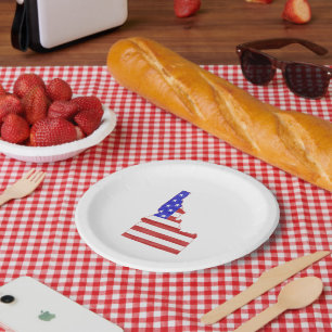 Idaho Shaped American Flag Paper Borden Papieren Bordje
