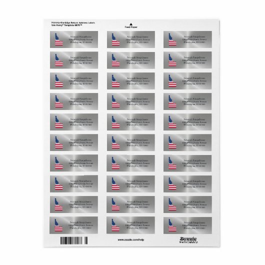 Idaho Silver American Flag Patriotic Etiket (Full Sheet)