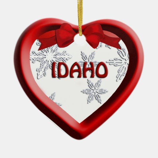 Idaho Snowflake Heart Kerstversiering Keramisch Ornament (Voorkant)
