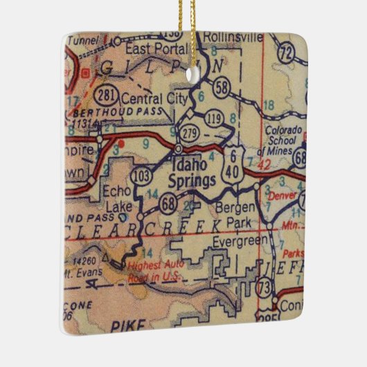 Idaho Springs CO  Map Keramisch Ornament (Rechts)