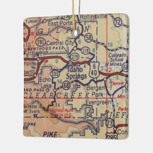 Idaho Springs CO Map Keramisch Ornament (Links)