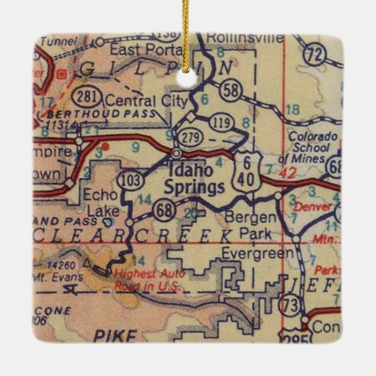 Idaho Springs CO  Map Keramisch Ornament (Achterkant)