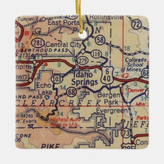 Idaho Springs CO  Map Keramisch Ornament (Voorkant)