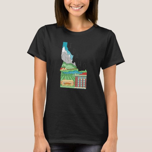 Idaho  State Map Pride T-shirt (Voorkant)