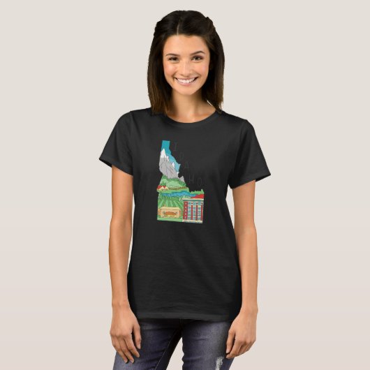 Idaho  State Map Pride T-shirt (Voorkant volledig)