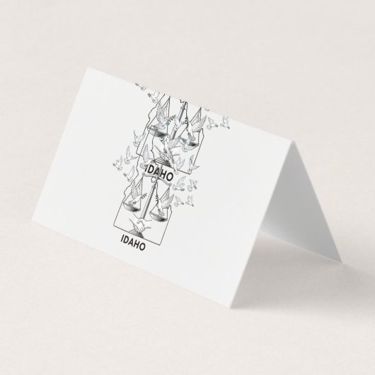 Idaho State Map with Justice Scales and Peace Dove Visitekaartje (Voorkant)