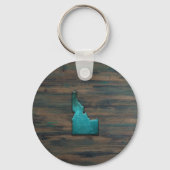 Idaho State Shape Blauwgroen Sleutelhanger (Voorkant)