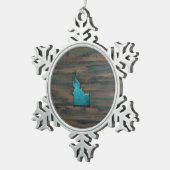 Idaho State Shape Blauwgroen Tin Sneeuwvlok Ornament (Rechts)