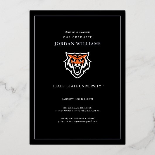 Idaho State University Dappere Bengalen Logo Folie Uitnodiging (Voorkant)