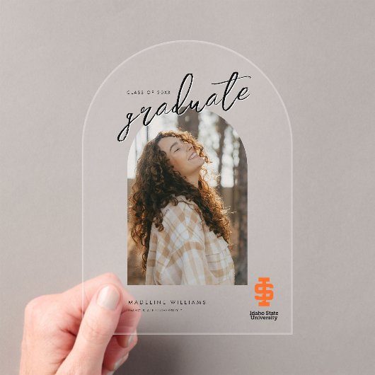 Idaho State University Officiële Logo-ontwerp Acryl Uitnodigingen (Insitu (Draagbaar))