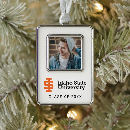 Idaho State University Officiële Logo-ontwerp Verzilverd Omlijst Ornament (Boom)