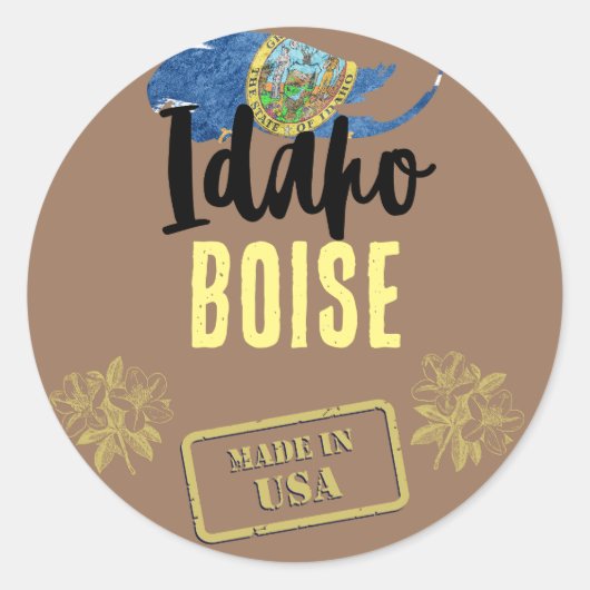 Idaho Steden Ronde Sticker (Voorkant)