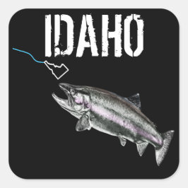 IDAHO STEELHEAD - HIER FISHY FISHY - STRIKANT IDAH VIERKANTE STICKER