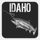 IDAHO STEELHEAD - HIER FISHY FISHY - STRIKANT IDAH VIERKANTE STICKER (Voorkant)