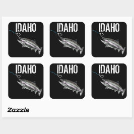 IDAHO STEELHEAD - HIER FISHY FISHY - STRIKANT IDAH VIERKANTE STICKER