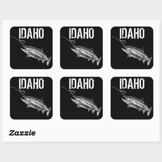 IDAHO STEELHEAD - HIER FISHY FISHY - STRIKANT IDAH VIERKANTE STICKER (Vel)
