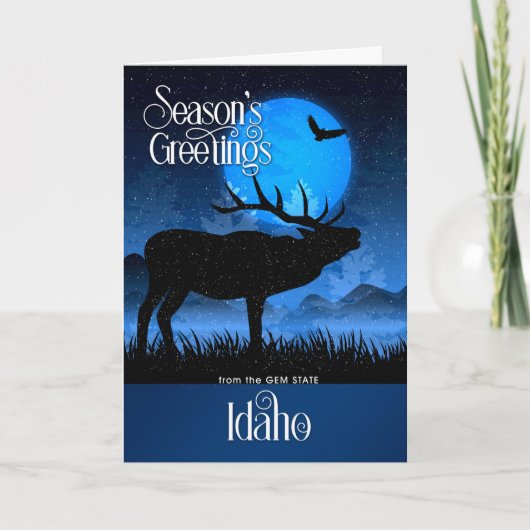 Idaho The Gem State Woodland Moose Feestdagen Kaart (Voorkant)