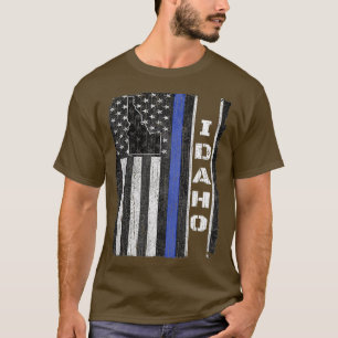 Idaho Thin Blue Line Police Week T USA Flag Gift T-shirt