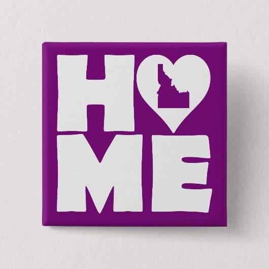 Idaho Thuis Hart Staat Knop Badge Speld Vierkante Button 5,1 Cm (Voorkant)
