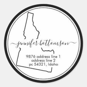 Idaho thuis terugkeer kaart adres handtekening ronde sticker