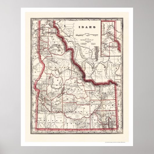 Idaho Township & Railroad Map 1896 Poster (Voorkant)