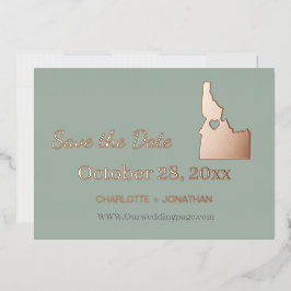 Idaho Trouwdag Bewaar De Datum Rose Goud   Folie Uitnodiging