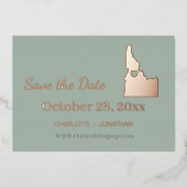 Idaho Trouwdag Bewaar De Datum Rose Goud   Folie Uitnodiging (Voorkant)