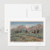 Idaho - Uitzicht van Mannen op Horseback op Teton  Briefkaart (Voorkant / Achterkant)