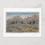 Idaho - Uitzicht van Mannen op Horseback op Teton  Briefkaart (Voorkant)