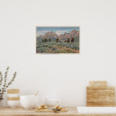 Idaho - Uitzicht van Mannen op Horseback op Teton  Poster (Keuken)