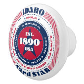Idaho US State Rood Wit Blauw Typografie Keramische Knop (Rechts)