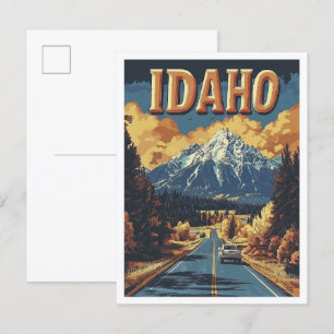 Idaho USA Art Vintage Illustratie Reizen Briefkaart