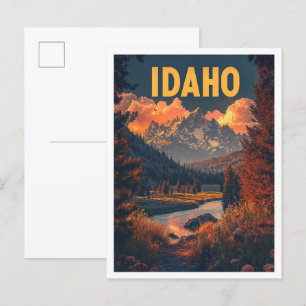 Idaho USA Art Vintage Illustratie Reizen Briefkaart