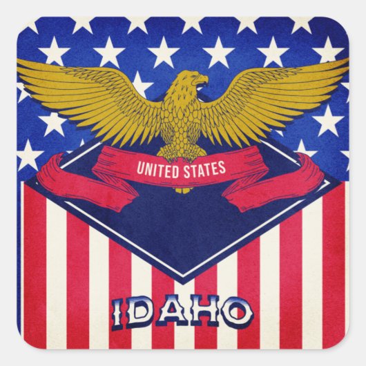 Idaho USA Flag Vierkante Sticker (Voorkant)