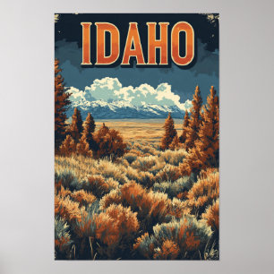 Idaho USA Kunst Vintage Illustratie Reizen Poster