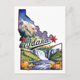 Idaho USA Staat Vorm Oude Waterverf Briefkaart