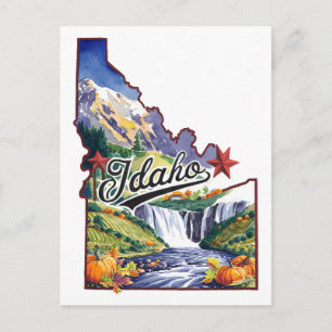 Idaho USA Staat Vorm Oude Waterverf Briefkaart
