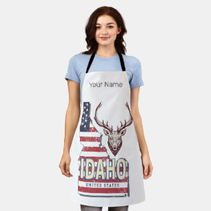 Idaho Verenigde Staten Retro Kaart  Herten Verenig Schort