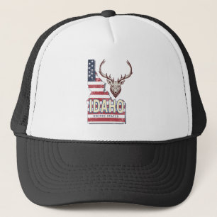 Idaho Verenigde Staten Retro Kaart  Herten Verenig Trucker Pet