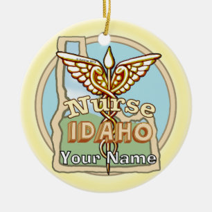 Idaho Verpleegster Caduceus Keramisch Ornament