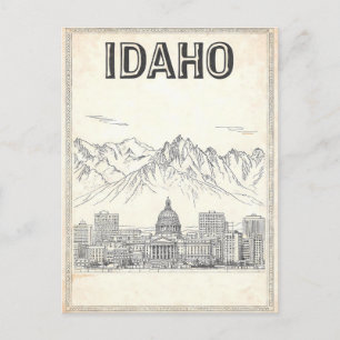 Idaho Vintage Lijn Kunst Reisansichtkaart Briefkaart