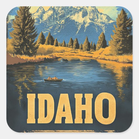 Idaho vintage reizen poster vierkante sticker (Voorkant)
