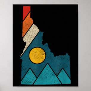 Idaho Vintage Staatkaart Bergen Wandelaars Kampere Poster